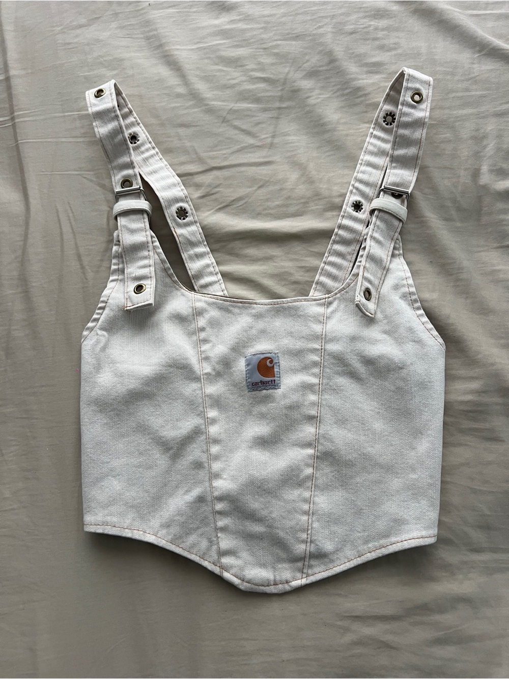 Carhartt Cream Denim Corset Tank with Adjustable Straps